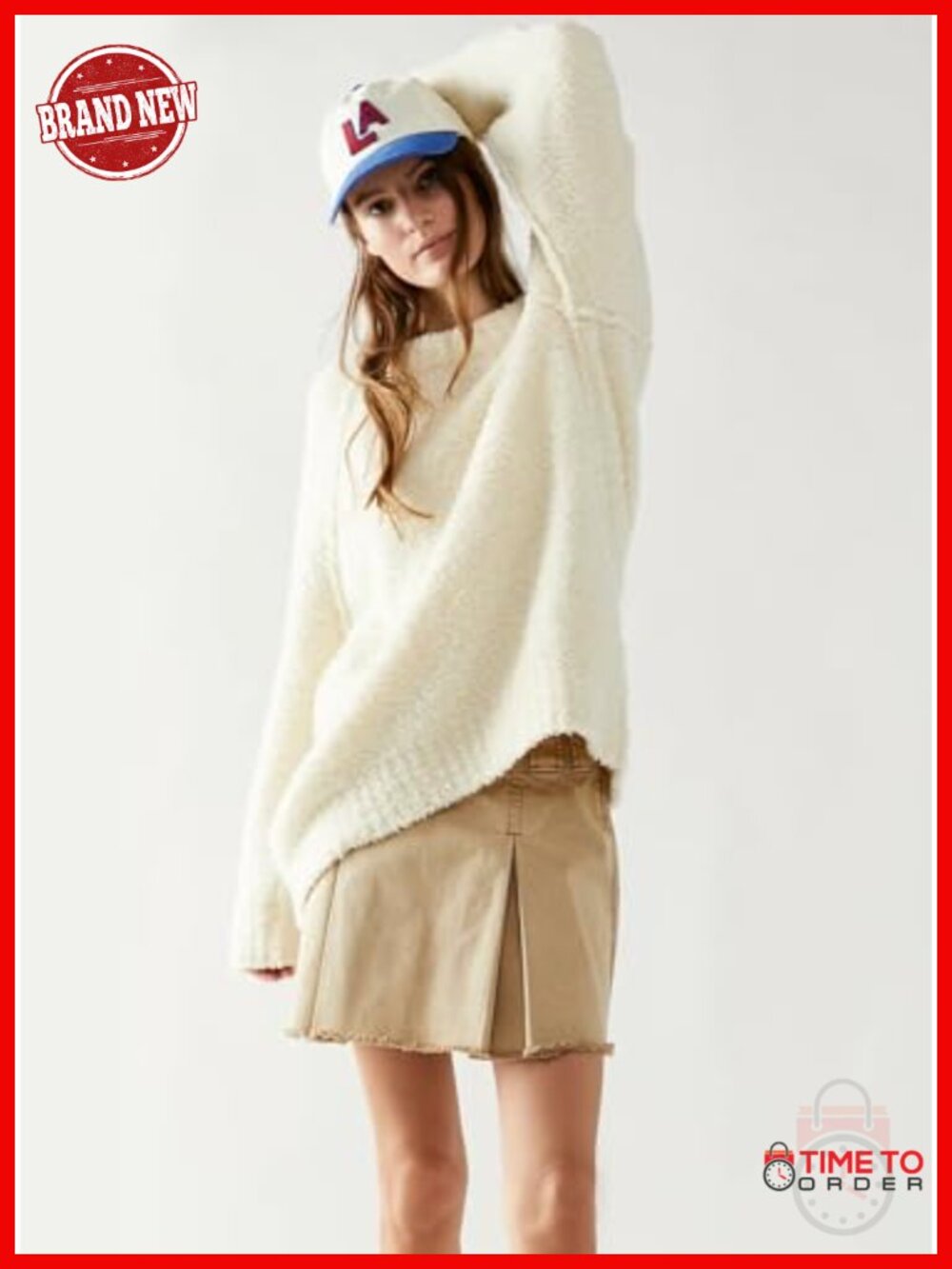 Oversized Fuzzy Knit Crewneck Long Sleeve Pullover Sweater - Picture 3 of 6